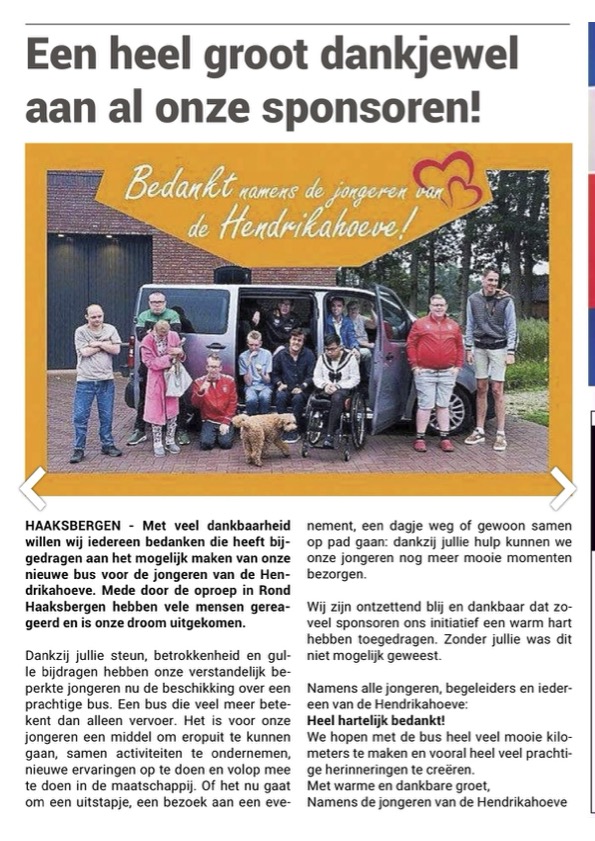 Dankjewel aan al onze sponsoren - Hendrikahoeve